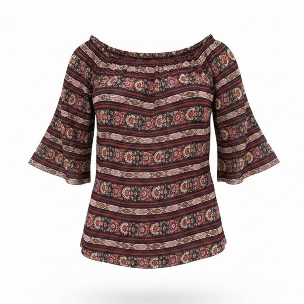 Hayden Los Angeles Women Large Boho Off Shoulder Tribal Tunic Dress Festival NWT